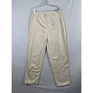 Talbots Chino Pants Womens 12 Khaki Excellent Cotton Tencel High Rise Straight
